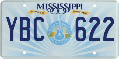 MS license plate YBC622