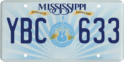 MS license plate YBC633