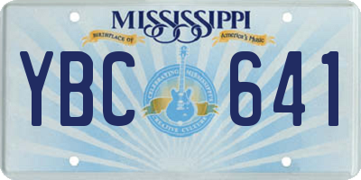 MS license plate YBC641