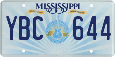 MS license plate YBC644