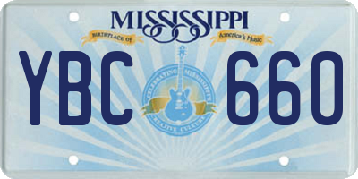 MS license plate YBC660