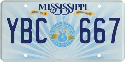 MS license plate YBC667