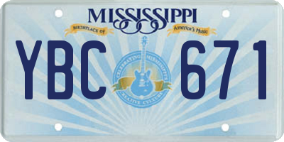 MS license plate YBC671