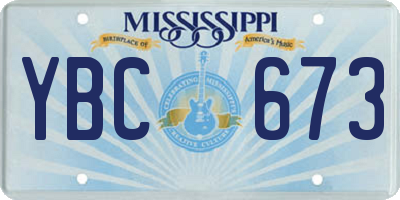 MS license plate YBC673