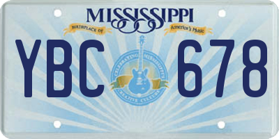 MS license plate YBC678