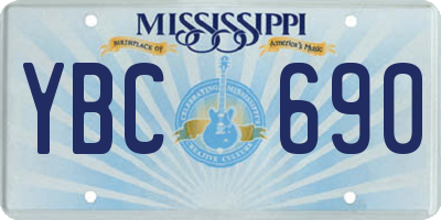 MS license plate YBC690
