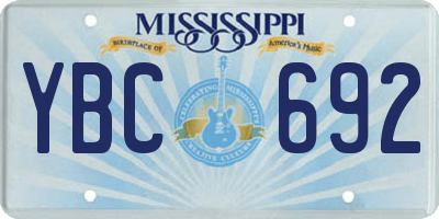 MS license plate YBC692