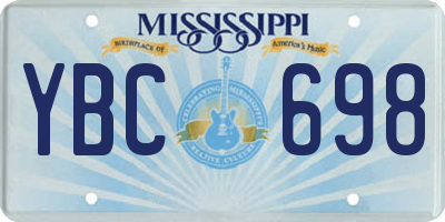 MS license plate YBC698