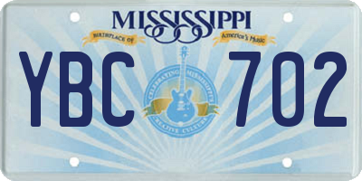 MS license plate YBC702