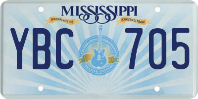 MS license plate YBC705