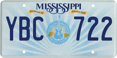 MS license plate YBC722