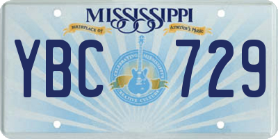 MS license plate YBC729