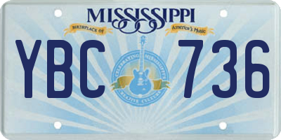 MS license plate YBC736