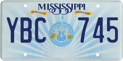 MS license plate YBC745