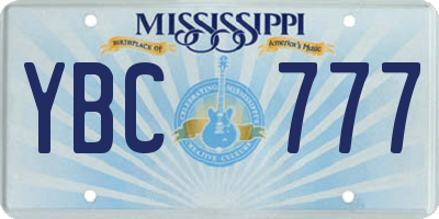 MS license plate YBC777