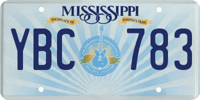 MS license plate YBC783