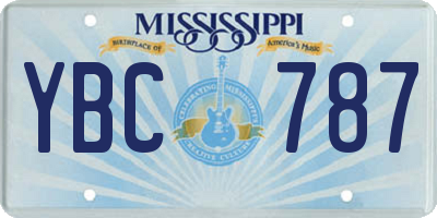 MS license plate YBC787