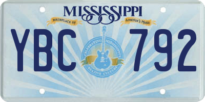 MS license plate YBC792