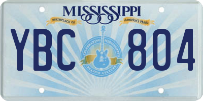 MS license plate YBC804