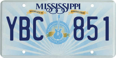 MS license plate YBC851