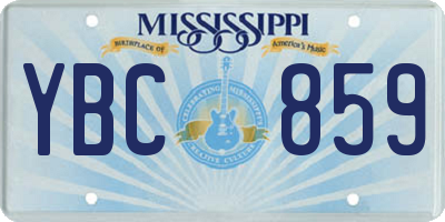 MS license plate YBC859