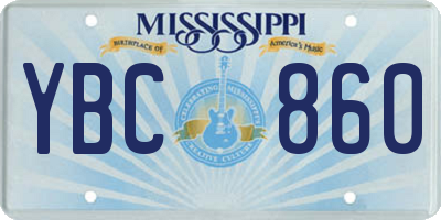 MS license plate YBC860