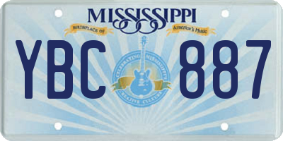 MS license plate YBC887