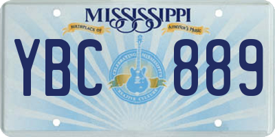 MS license plate YBC889