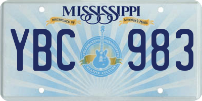 MS license plate YBC983