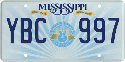 MS license plate YBC997