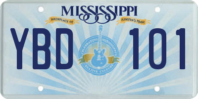 MS license plate YBD101