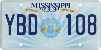 MS license plate YBD108