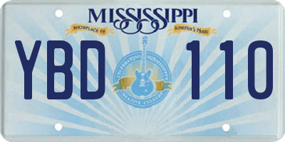 MS license plate YBD110
