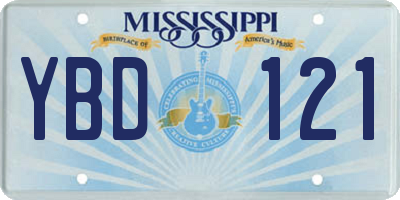 MS license plate YBD121