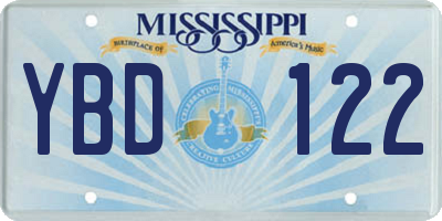 MS license plate YBD122
