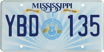 MS license plate YBD135