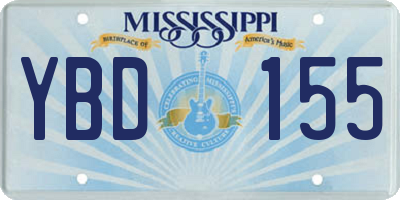 MS license plate YBD155