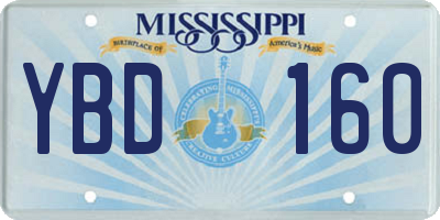MS license plate YBD160