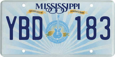 MS license plate YBD183