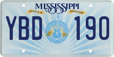 MS license plate YBD190