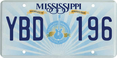 MS license plate YBD196