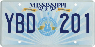 MS license plate YBD201
