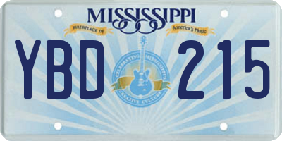 MS license plate YBD215
