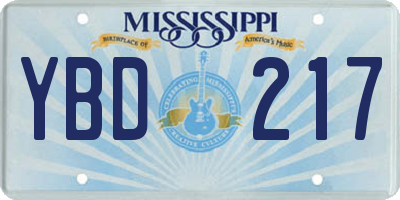 MS license plate YBD217