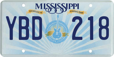 MS license plate YBD218