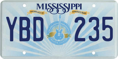 MS license plate YBD235