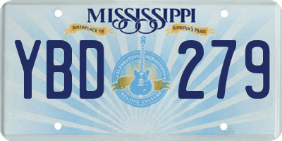 MS license plate YBD279
