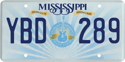 MS license plate YBD289