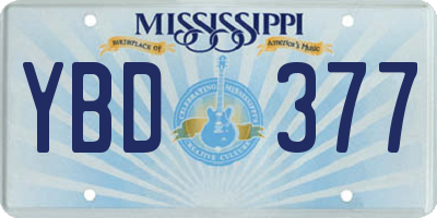 MS license plate YBD377