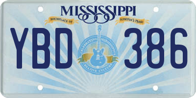 MS license plate YBD386